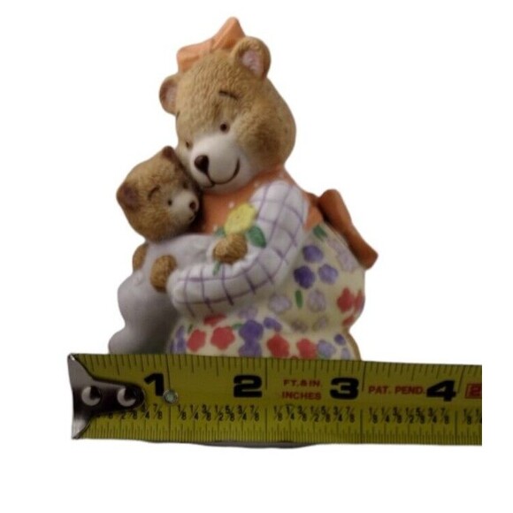 Vintage Hallmark 4.5" Porcelain Figurine Floral Mother Bear Hugging Cub Child - Picture 7 of 8